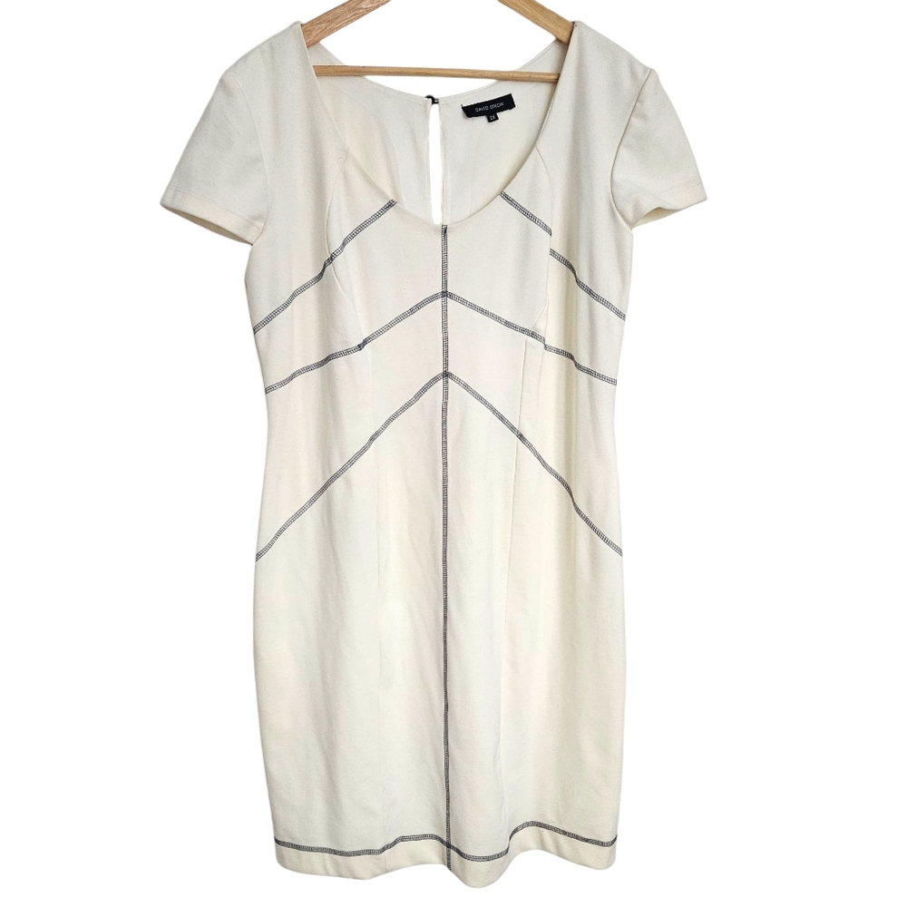 David Dixon Ivory Knit‎ Short Sleeve Sheath Dress